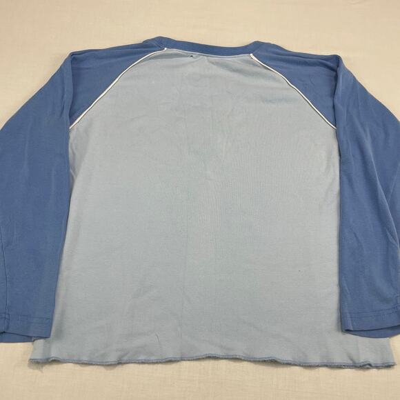 VTG Y2K Baby Blue Raglan 3/4 Sleeve T-Shirt, Size M - Picture 7 of 7